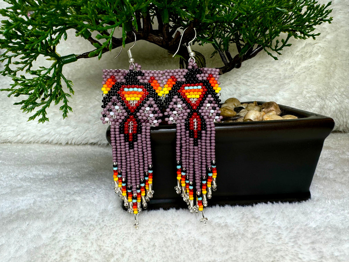 Geometric Eagle Beaded Earrings