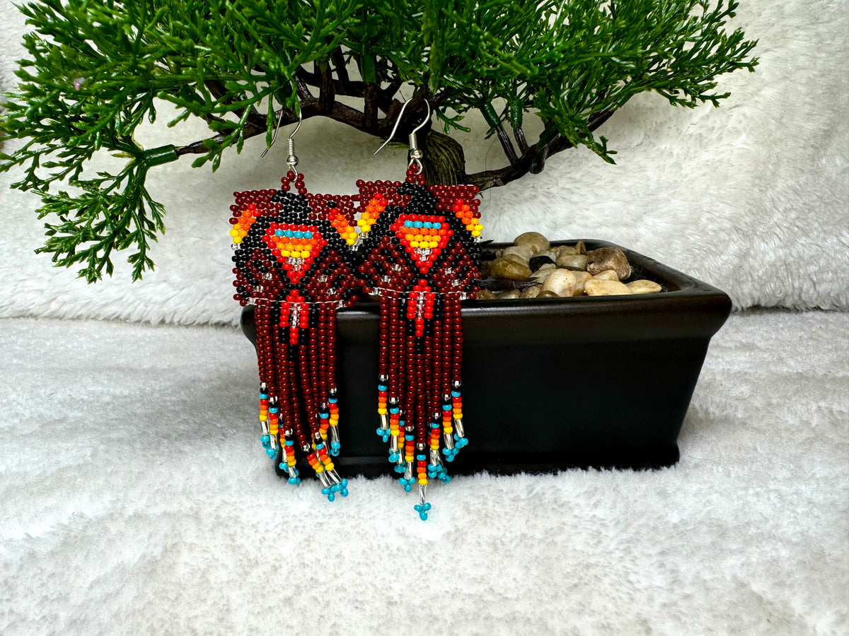 Geometric Eagle Beaded Earrings