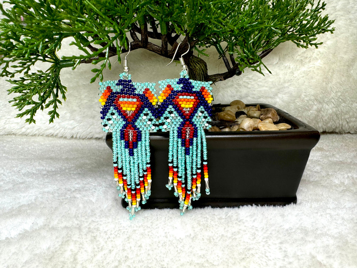 Geometric Eagle Beaded Earrings