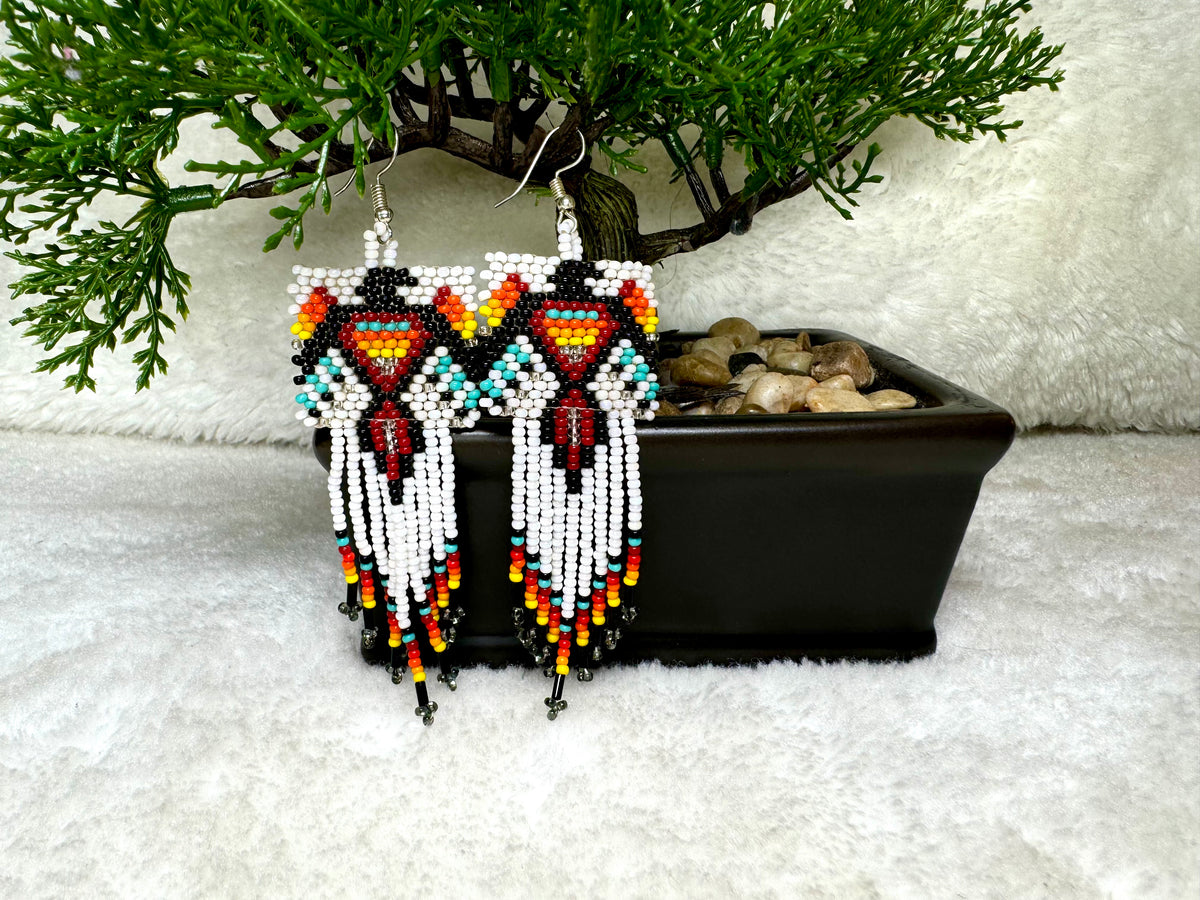 Geometric Eagle Beaded Earrings