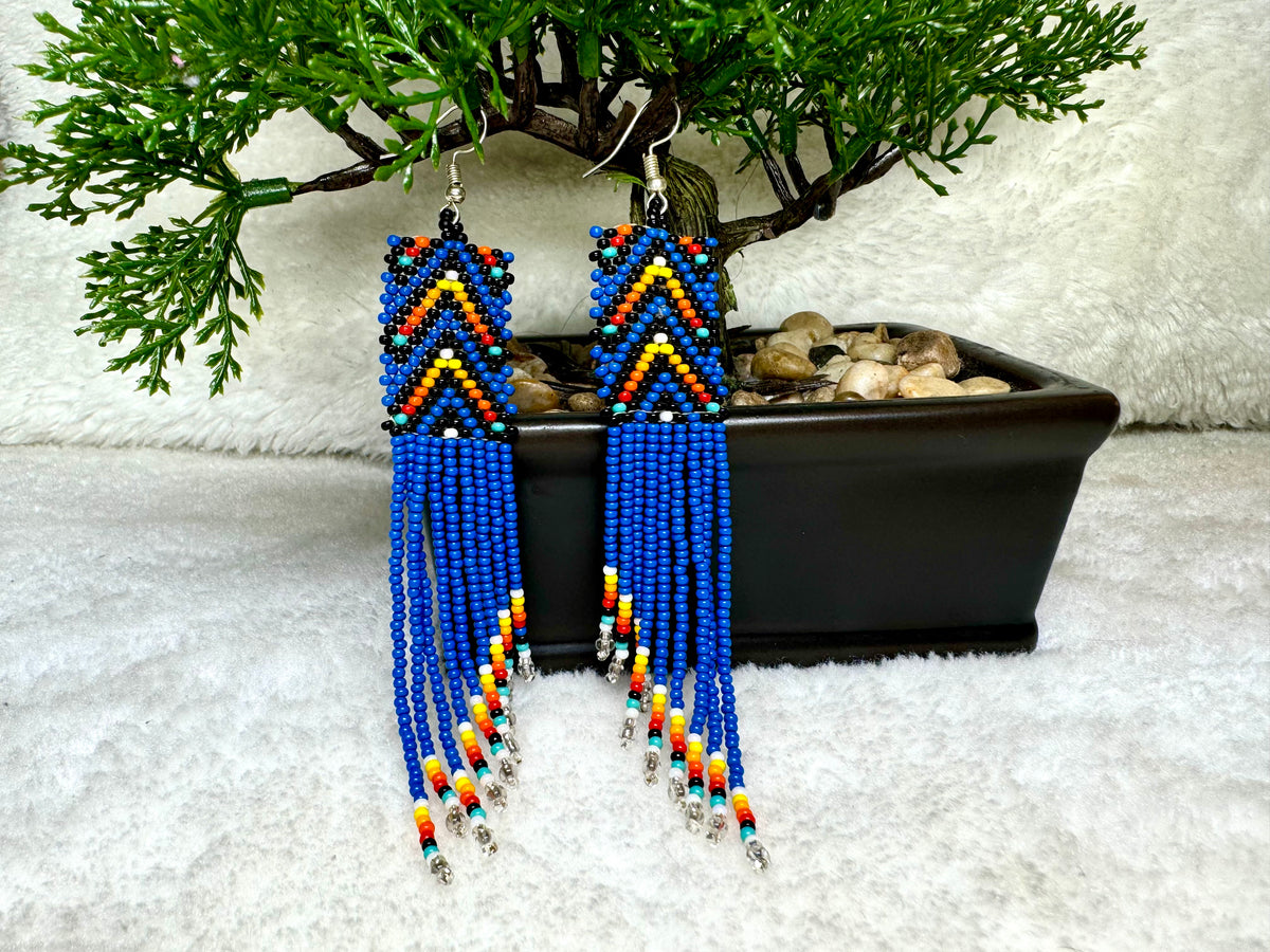 Beaded Geometric Fan Earrings