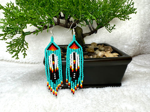 Beaded Dangle Turquoise Earrings